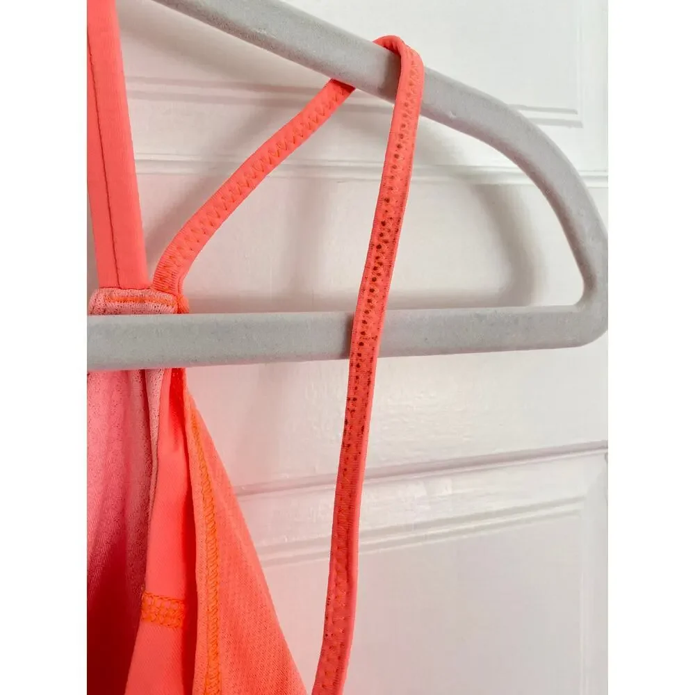 Lululemon Athletica Flow And Go Tank II Pop Orange Built in Bra Halter Yoga 8